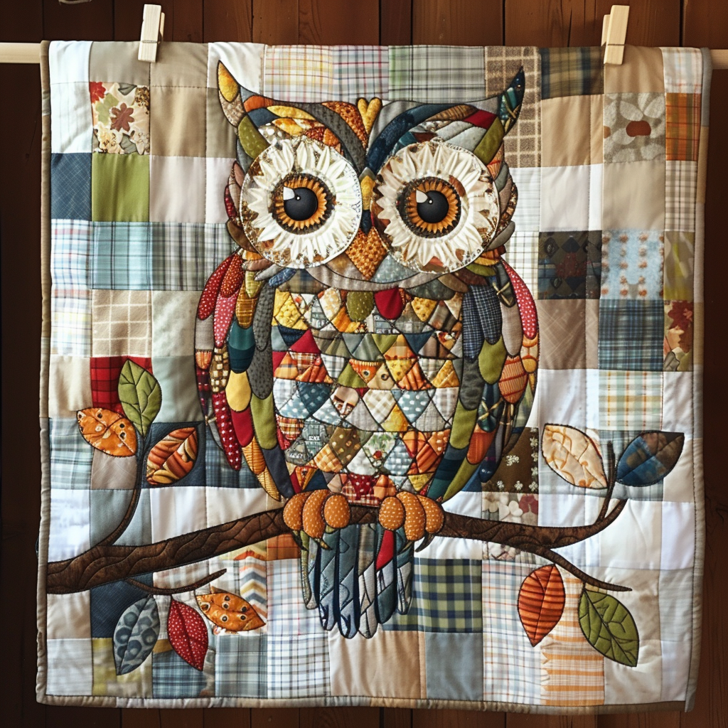 Autumn Patch Owl Quilted Blanket NCU0NT060