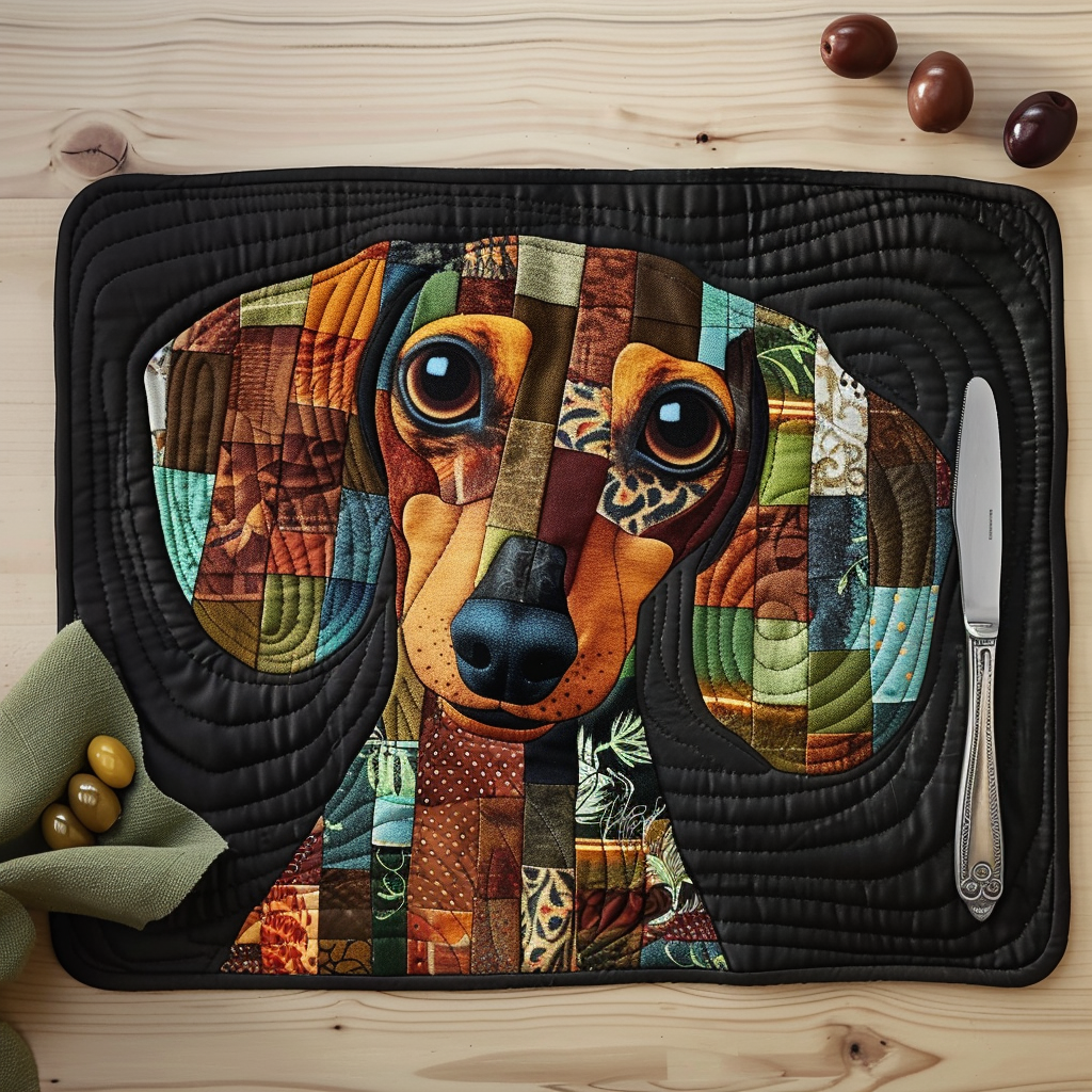 Autumn Patchwork Dachshund Quilted Placemat NCU0TH005