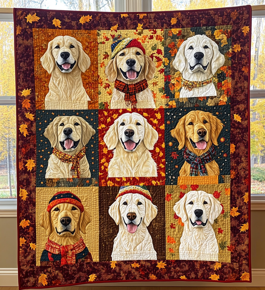 Autumn Retriever Charms Quilted Blanket NCU0DV485