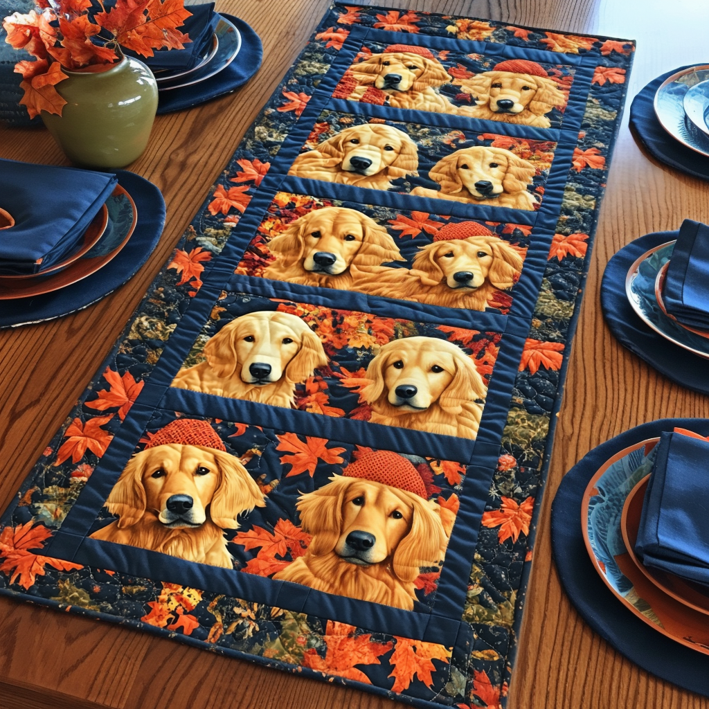 Autumn Retriever Path Quilted Table Runner NCU0PT504