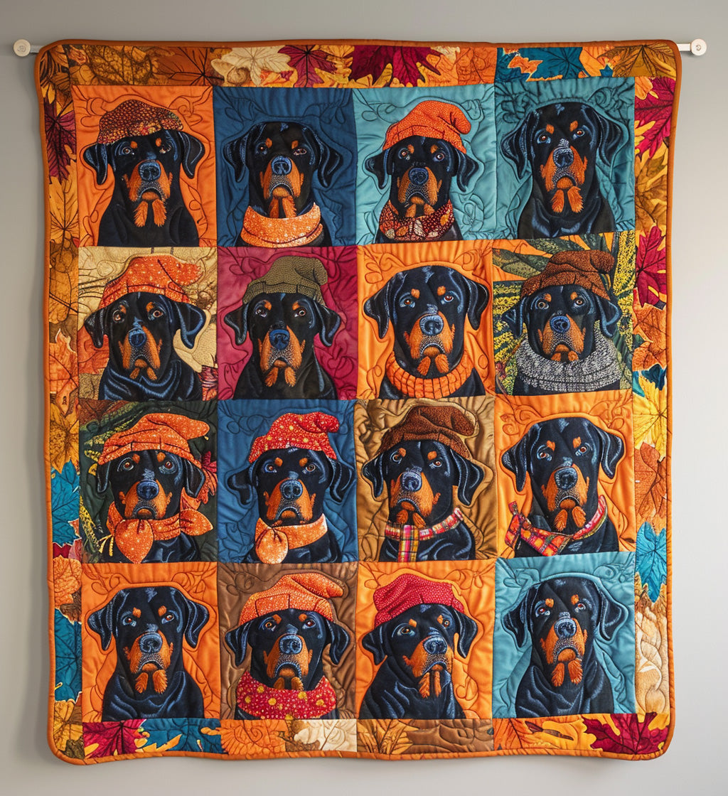 Autumn Rottweiler Retreat Quilted Blanket NCU0PT340