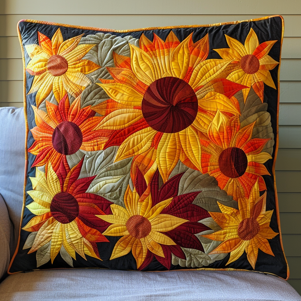 Autumn Sunflowers Quilted Pillow Case NCU0TL022