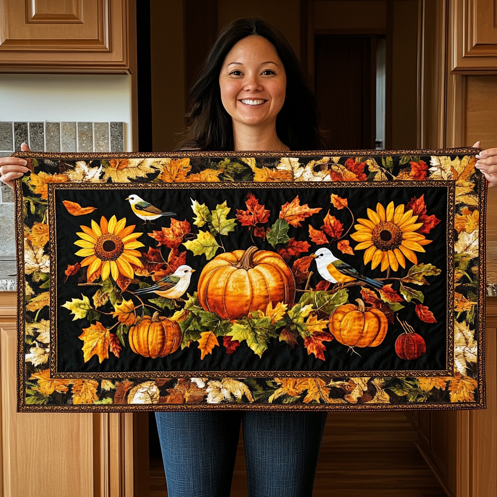 Autumn Blissful Day Quilted Table Runner NCU0TL1319