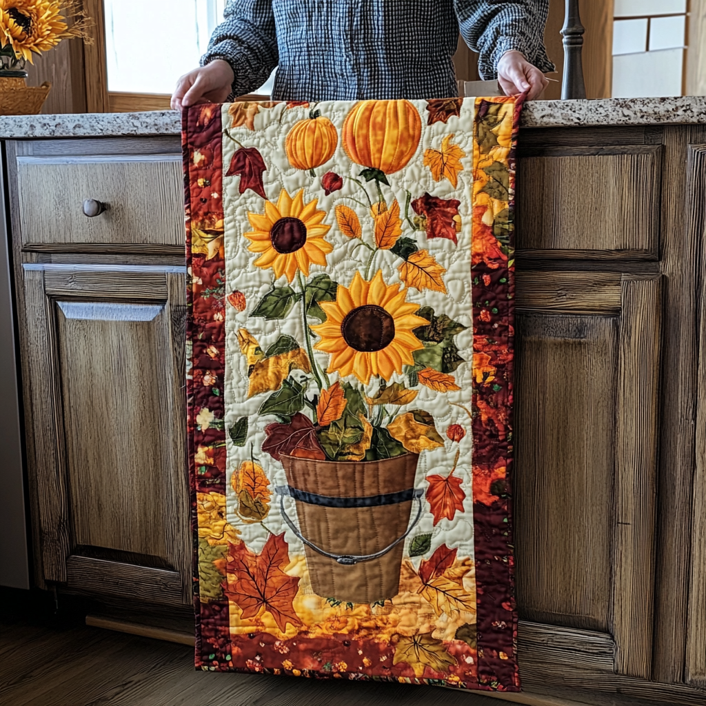 Autumn Colors Shine Quilted Table Runner NCU0TL1344