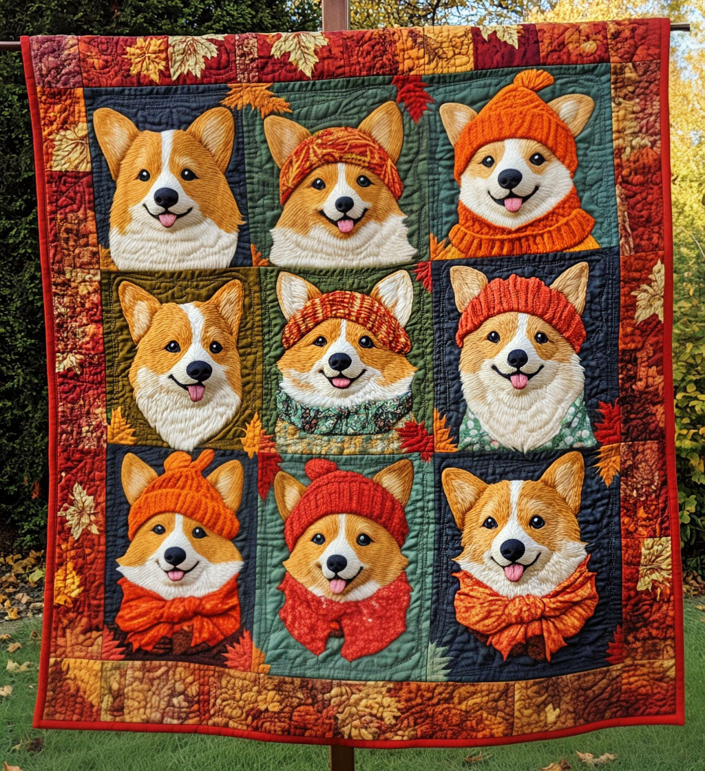 Autumn Corgis Quilted Blanket NCU0PT910