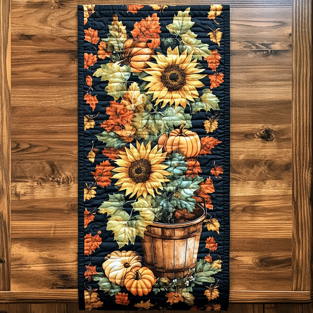 Autumn Delight Blooms Quilted Table Runner NCU0TL1324