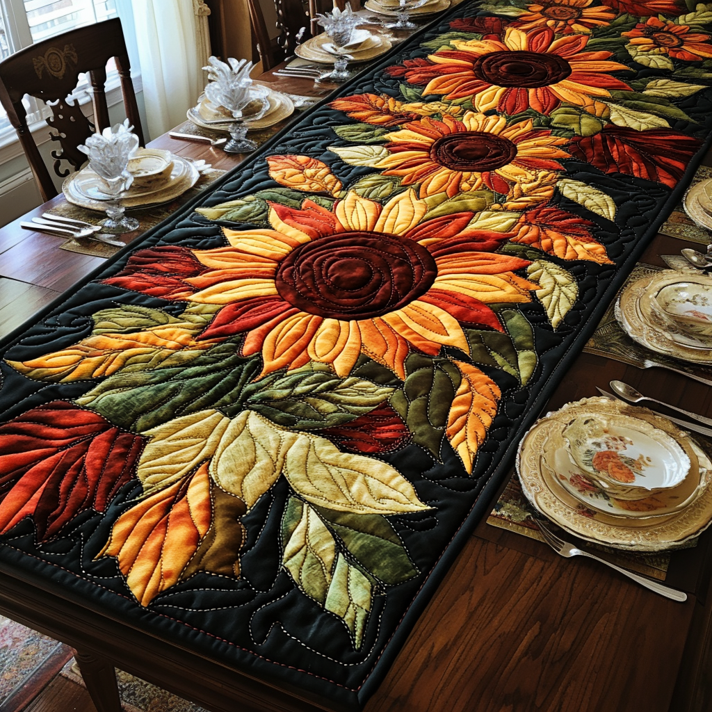 Autumn Garden Quilted Table Runner NCU0DV506