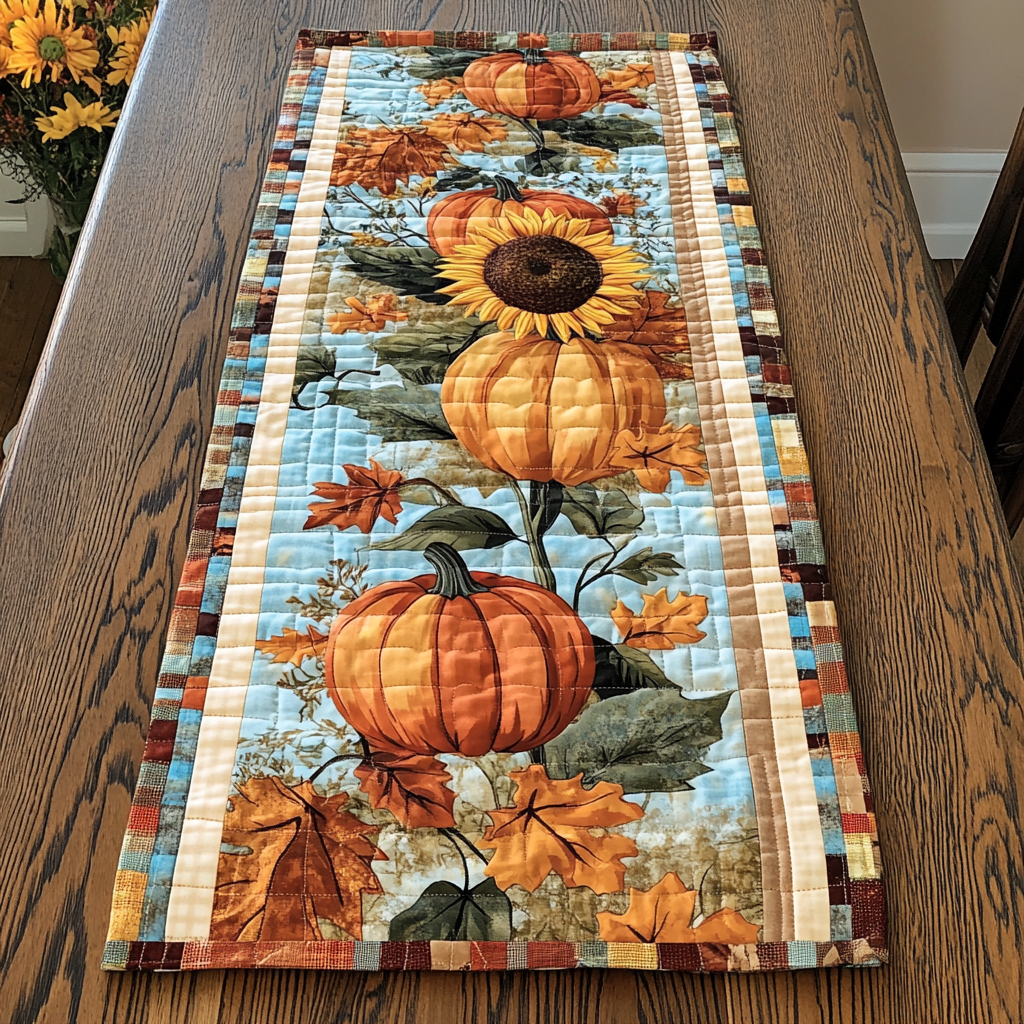 Autumn Harvest Joy Quilted Table Runner NCU0TL1326