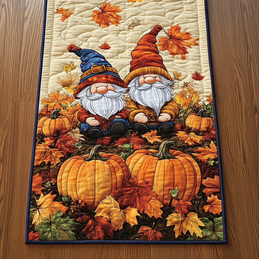 Autumn Pumpkin Scene Quilted Table Runner NCU0TL1332