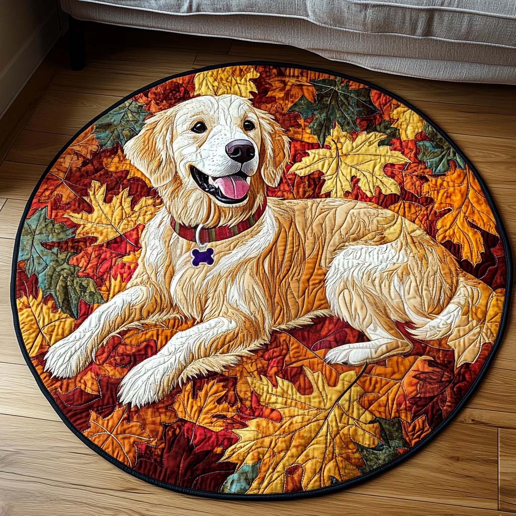 Autumn Retriever Moment Quilted Round Mat NCU0NT1367