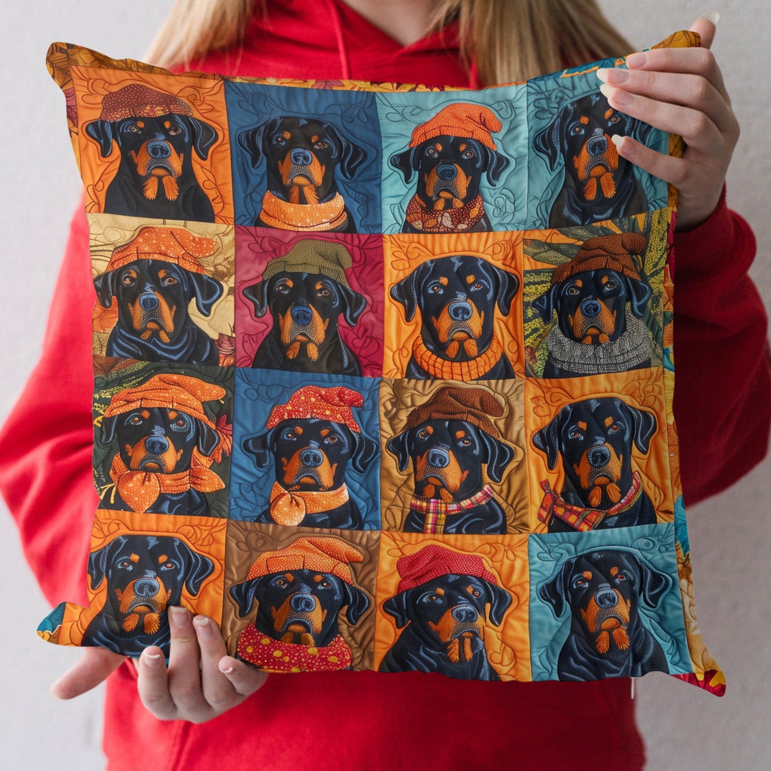 Autumn Rottweiler Retreat Quilted Pillow Case NCU0PT416