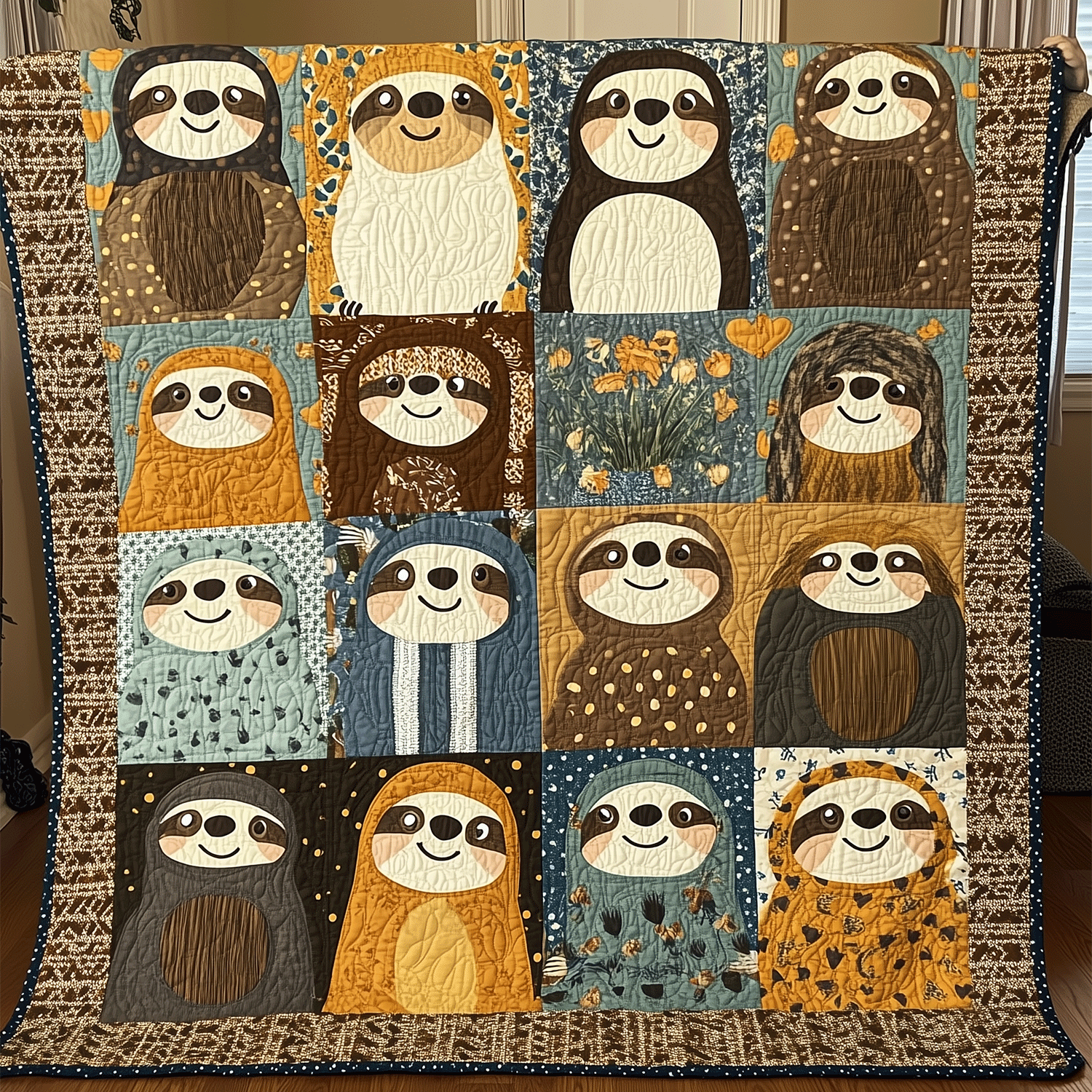 Autumn Sloths Quilted Blanket NCU0TH1415