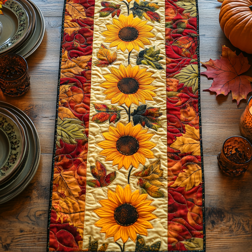 Autumn Sunflower Flair Quilted Table Runner NCU0DV936