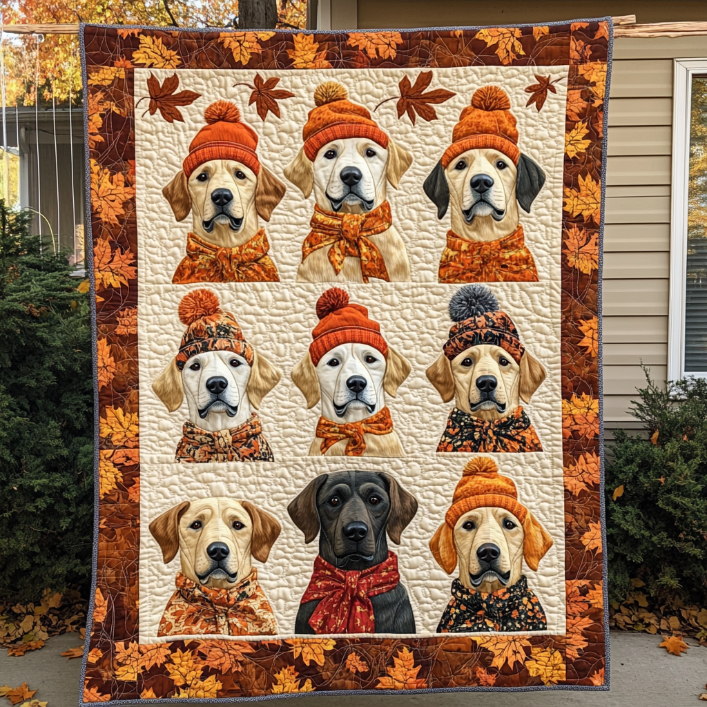 Autumn Themed Labrador Quilted Blanket NCU0PD473