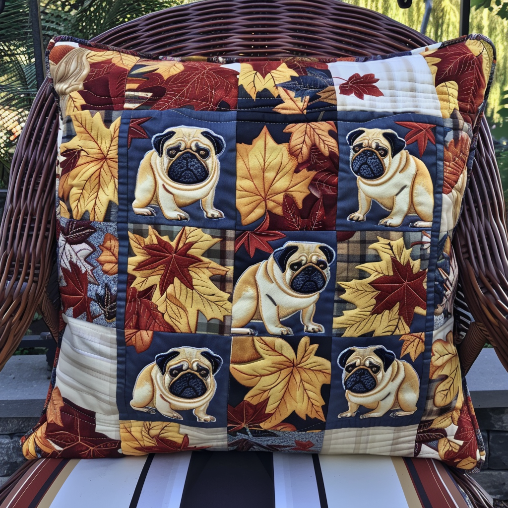 Autumn Vibe Pugs Quilted Pillow Case NCU0VL282