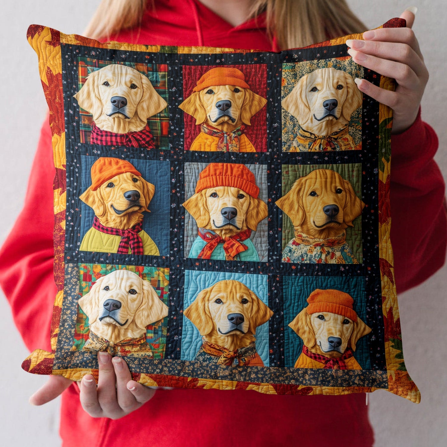 Autumn Vibes n Retriever Love Quilted Pillow Case NCU0PT403