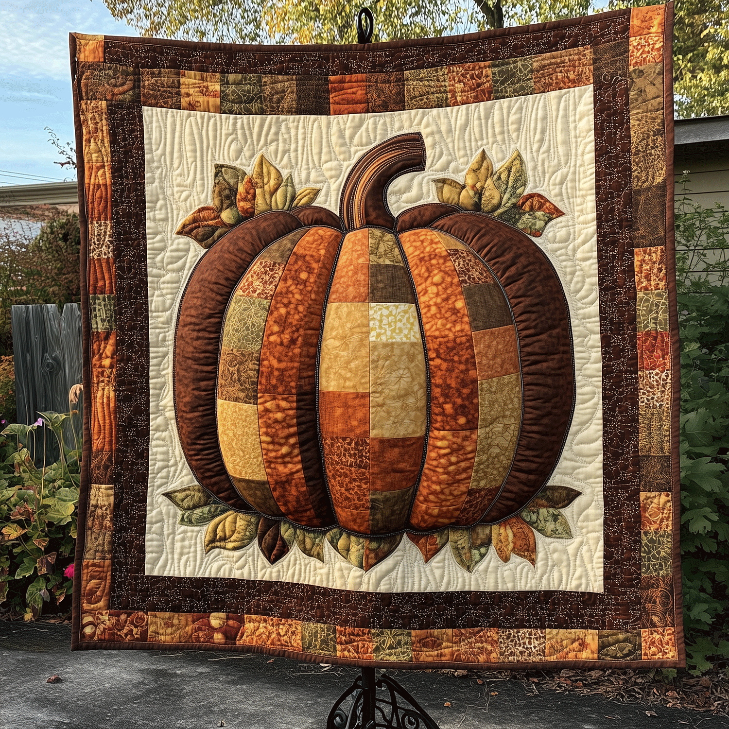 Autumnal Pumpkin Quilted Blanket NCU0TH1835