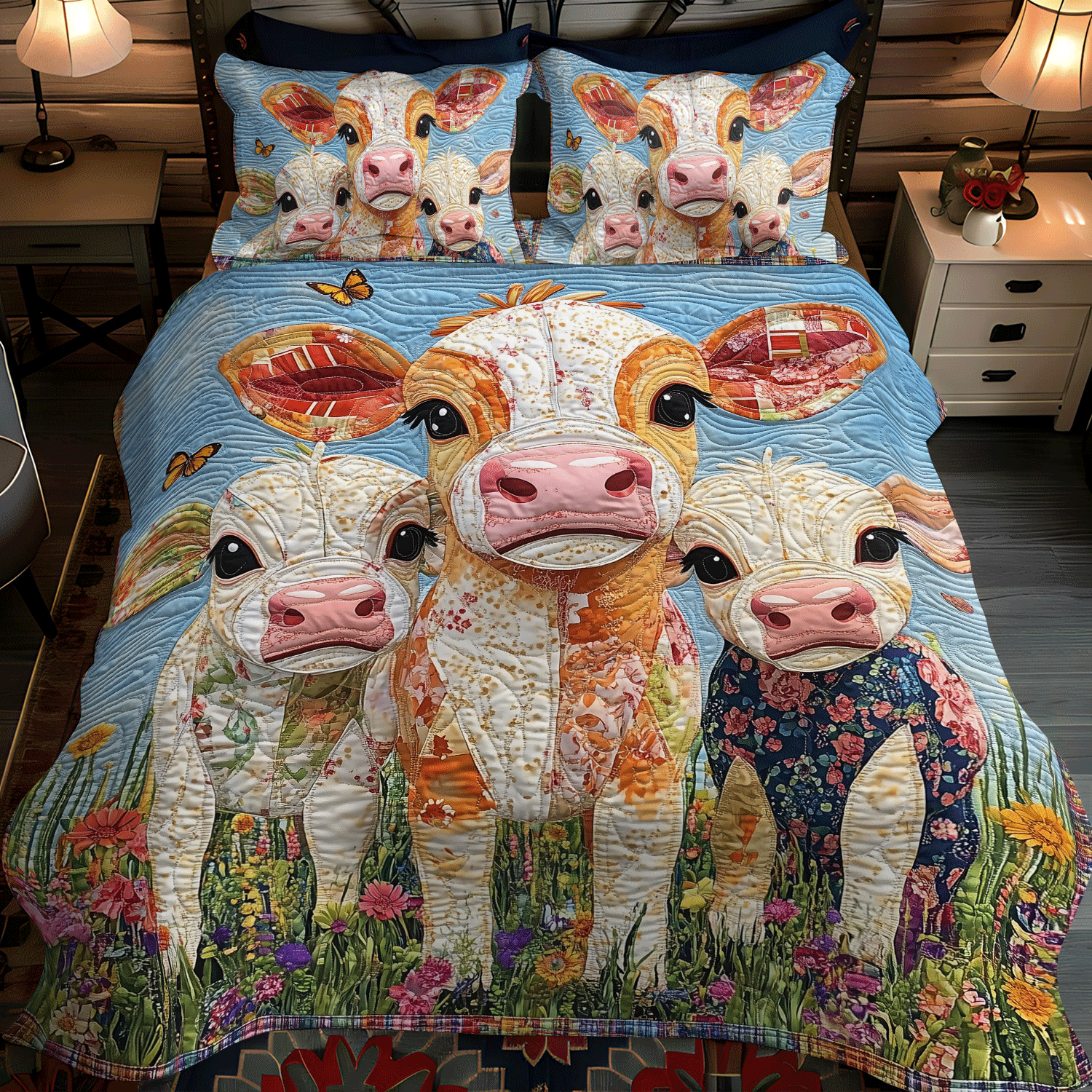 Baby Cows 3-Piece Quilted Bedding Set NCU0TH1381