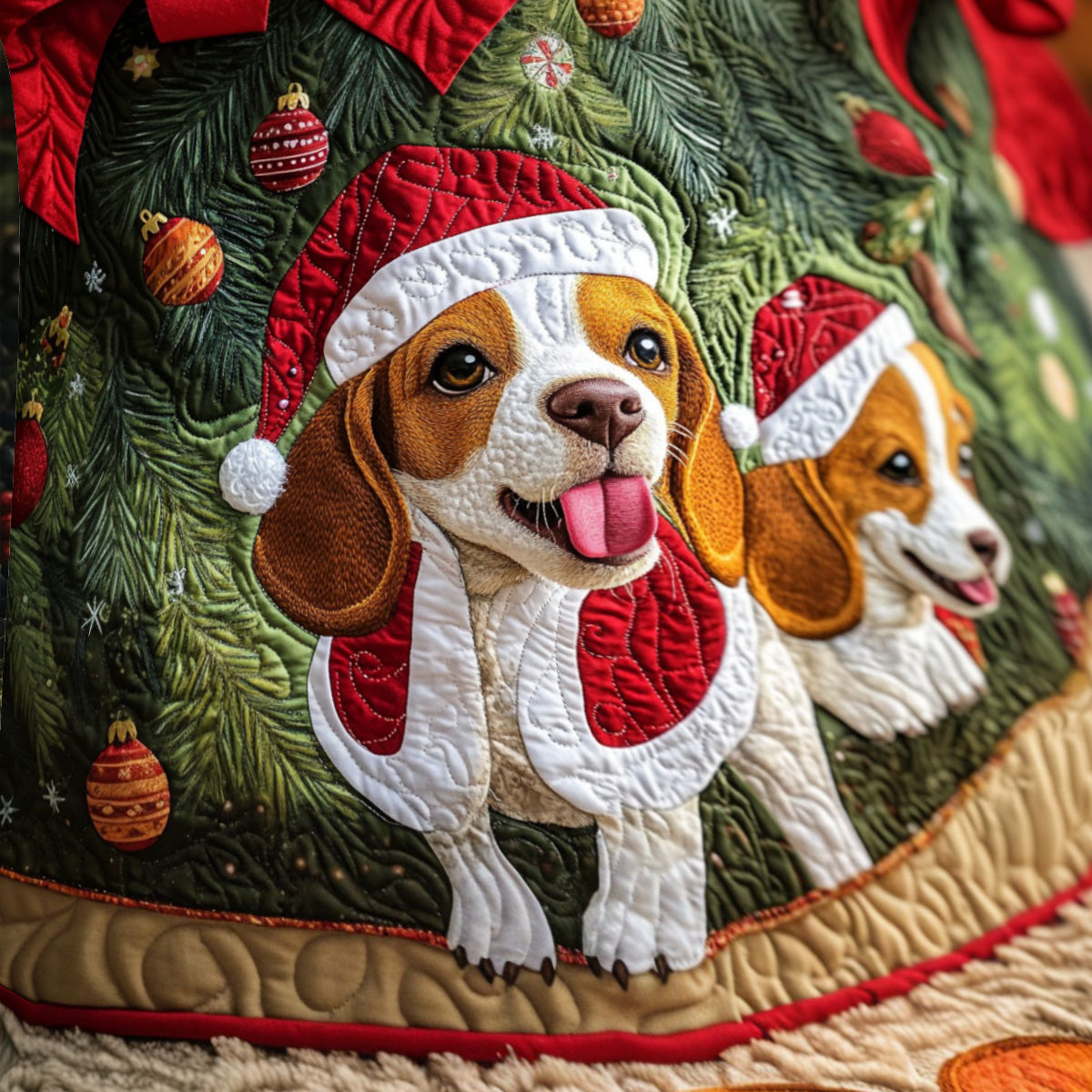 Beagle Bliss Quilted Christmas Tree Skirt NCU0PT1575