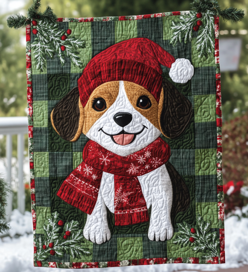 Beagle Christmas Tree Snuggle Quilted Blanket NCU0VL614