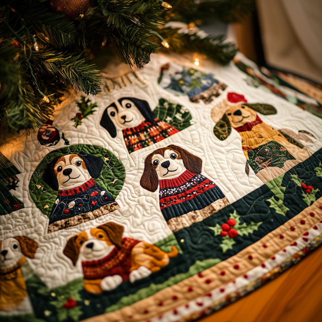 Beagle Cozy Moments Quilted Christmas Tree Skirt NCU0PT1578