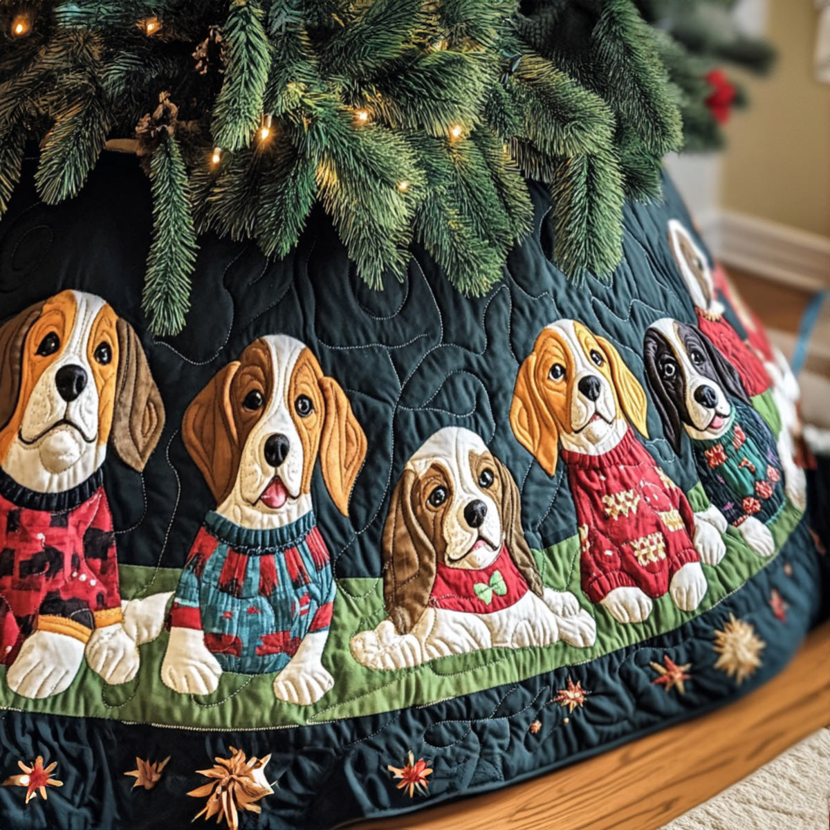 Beagle Festive Fun Quilted Christmas Tree Skirt NCU0PT1579