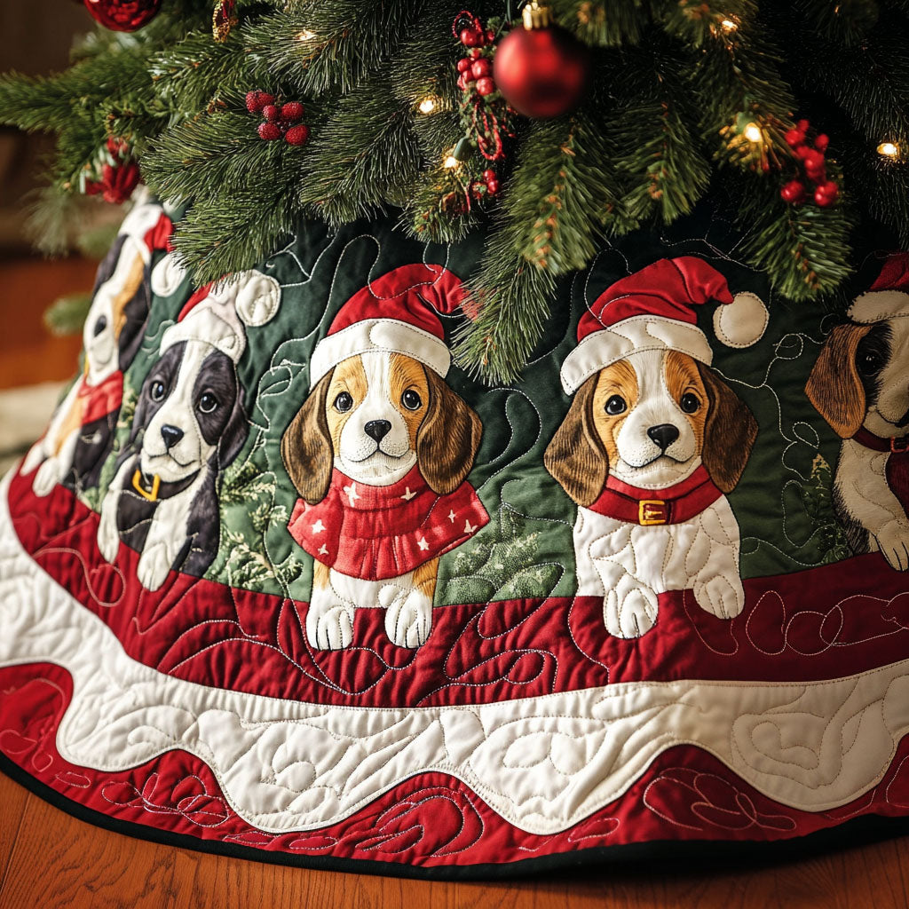 Beagle Holiday Cheer Quilted Christmas Tree Skirt NCU0PT1581