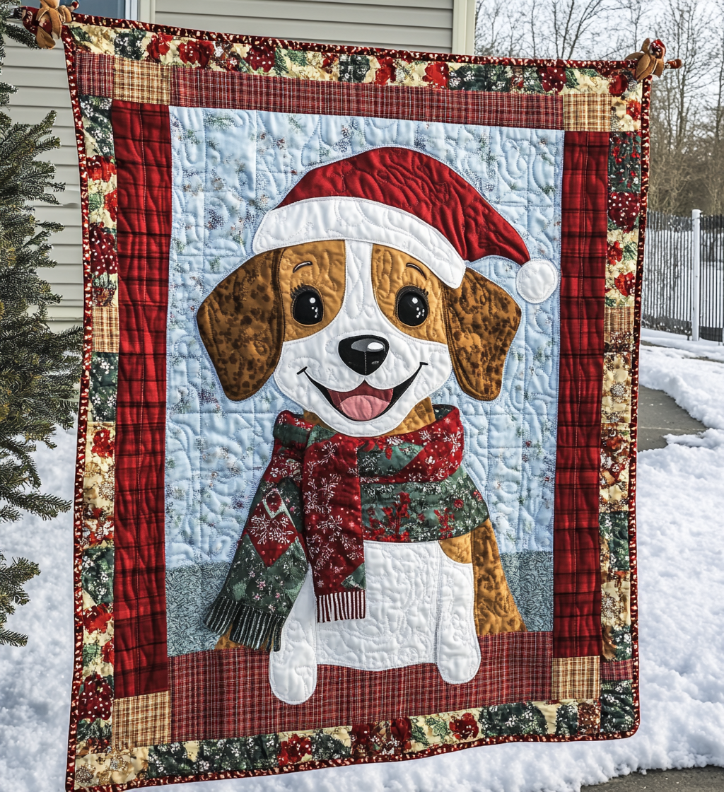 Beagle Holiday Joy Quilted Blanket NCU0VL613