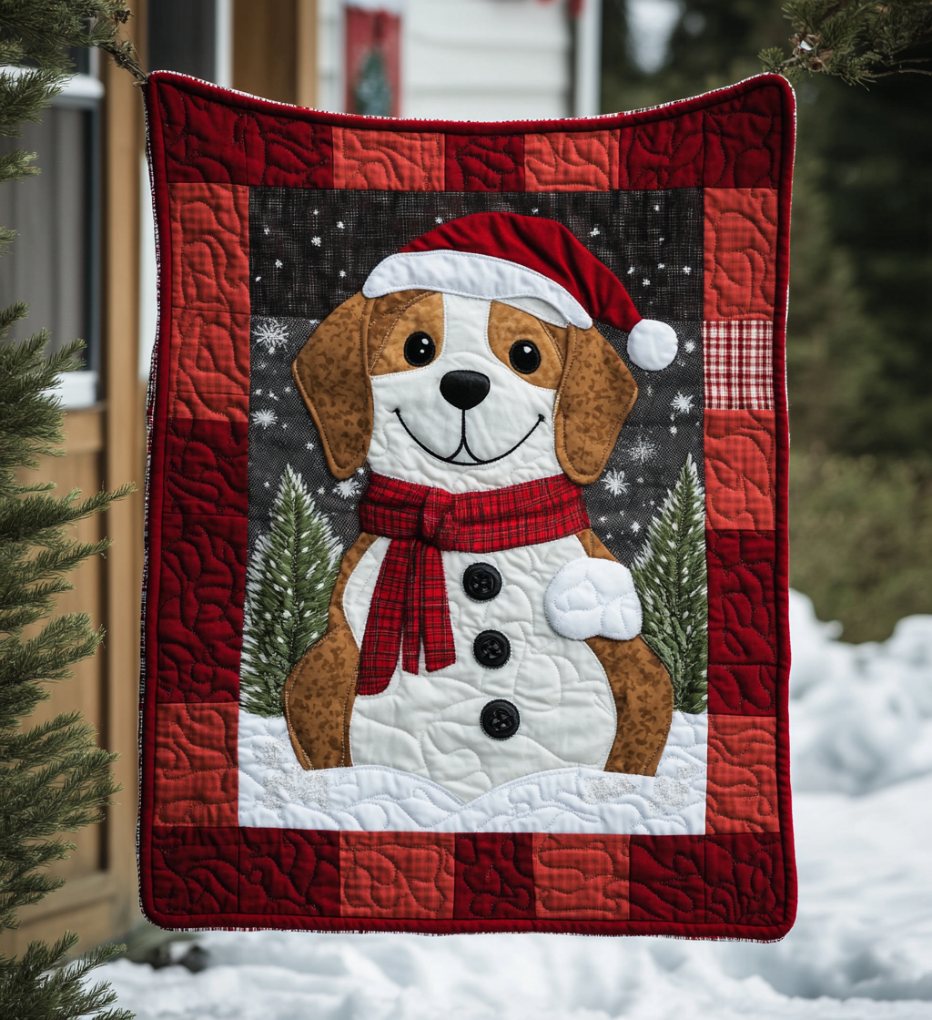 Beagle Winter Wishes Quilted Blanket NCU0VL615