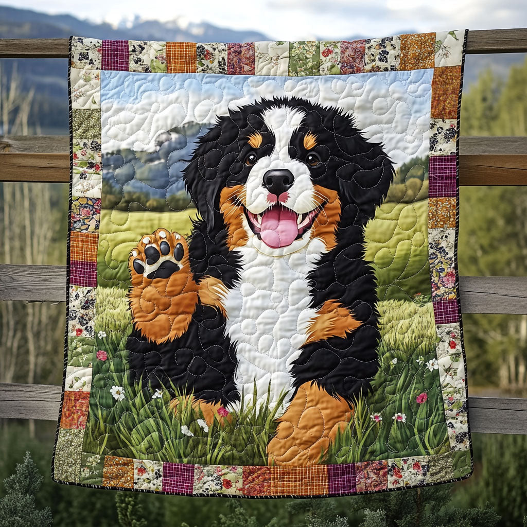 Bernese in Bloom Quilted Blanket NCU0PT1799