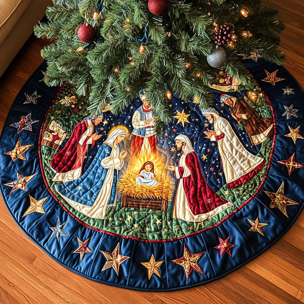 Bethlehem Peace Christmas Quilted Tree Skirt NCU0DK1363