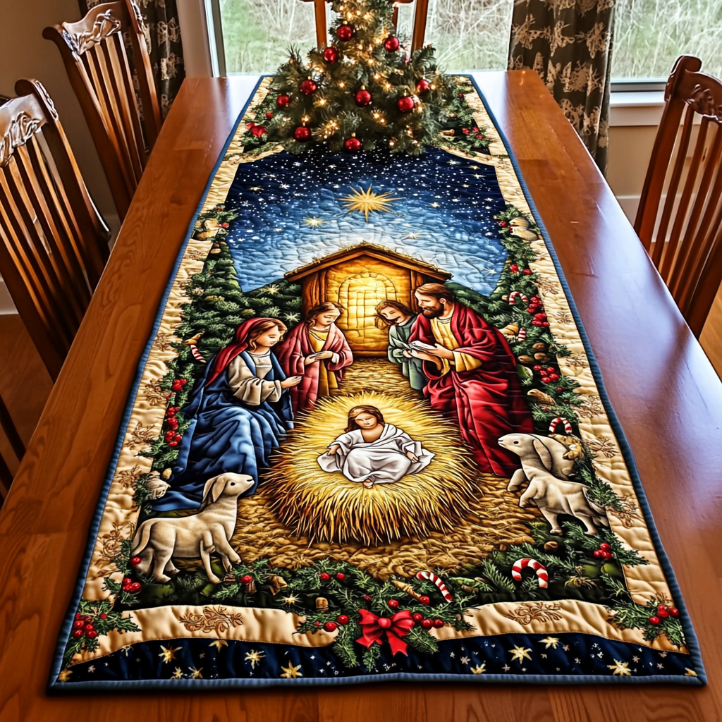 Bethlehem Star Quilted Table Runner NCU0DK1334