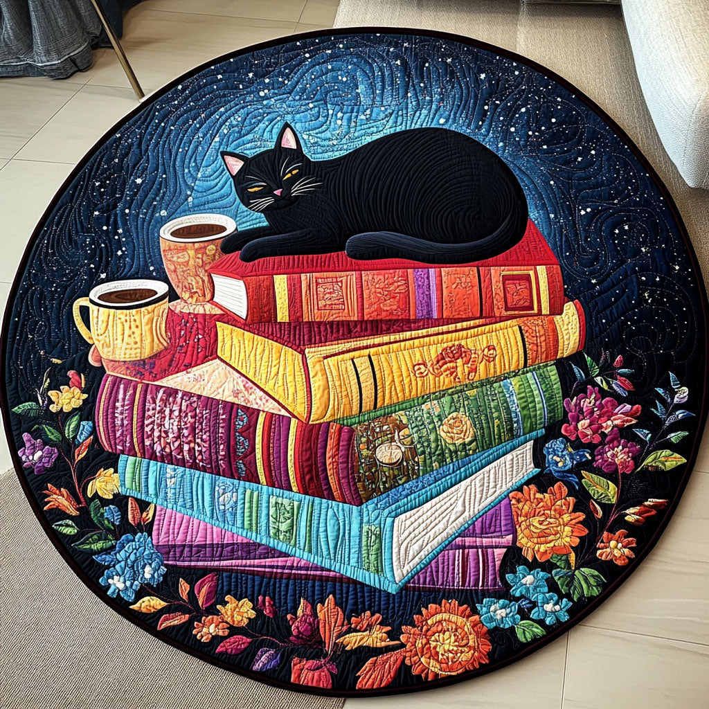 Black Cat Purrfection Quilted Round Mat NCU0PT1064