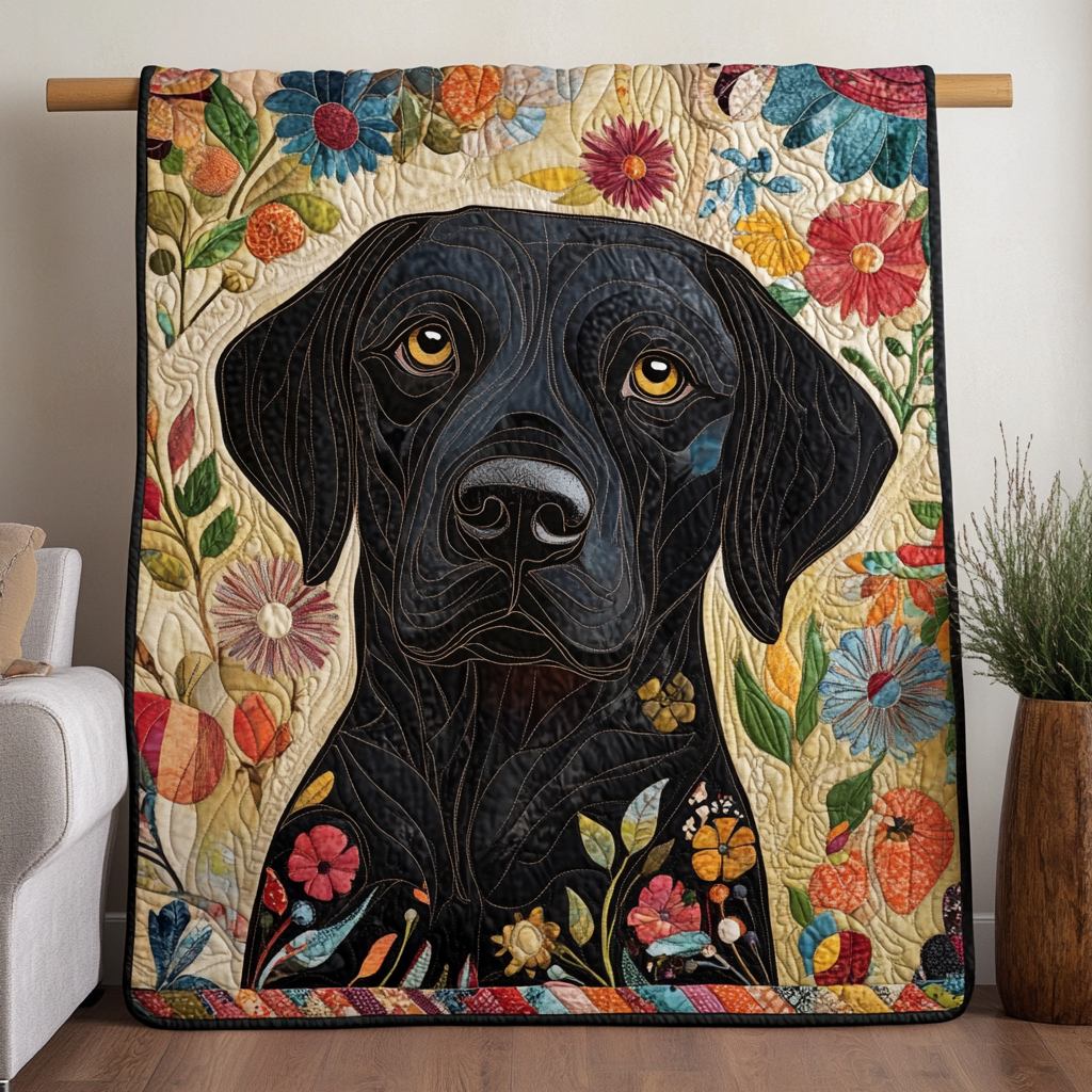 Black Labrador Design Quilted Blanket NCU0PD478