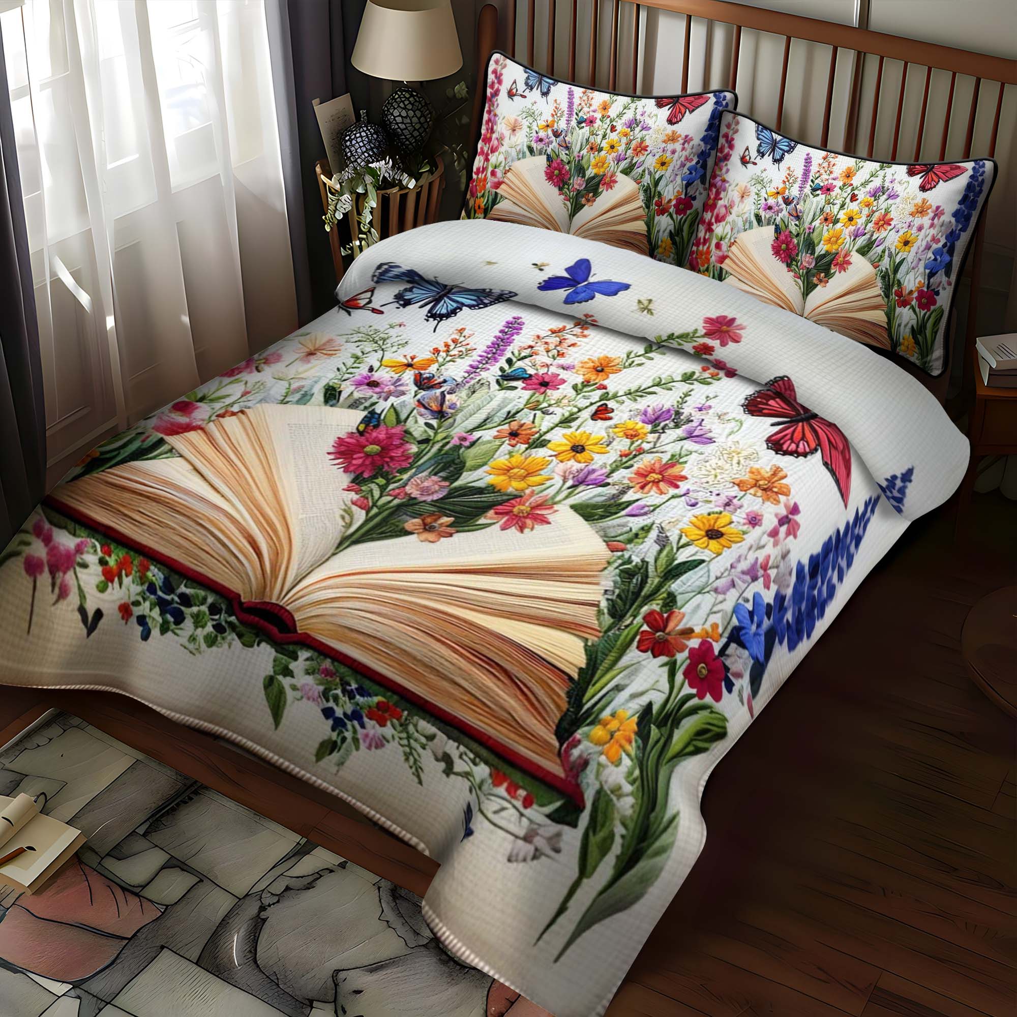 Blossom Of Knowledge 3-Piece Quilted Bedding Set NCU0NT1063