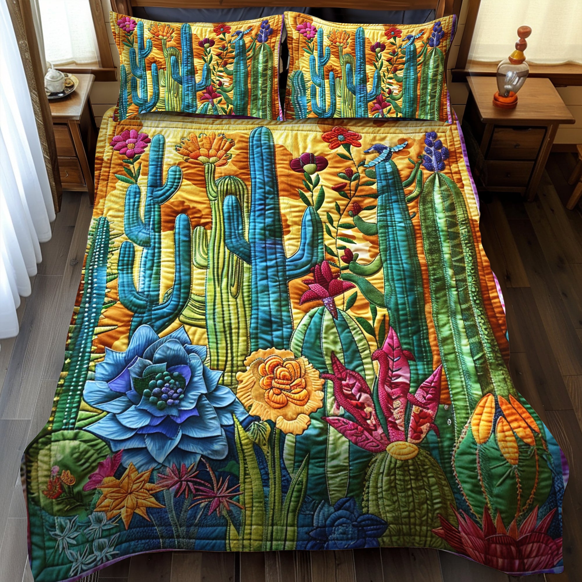 Cactus Quilted Bedding Set NCU0VT08