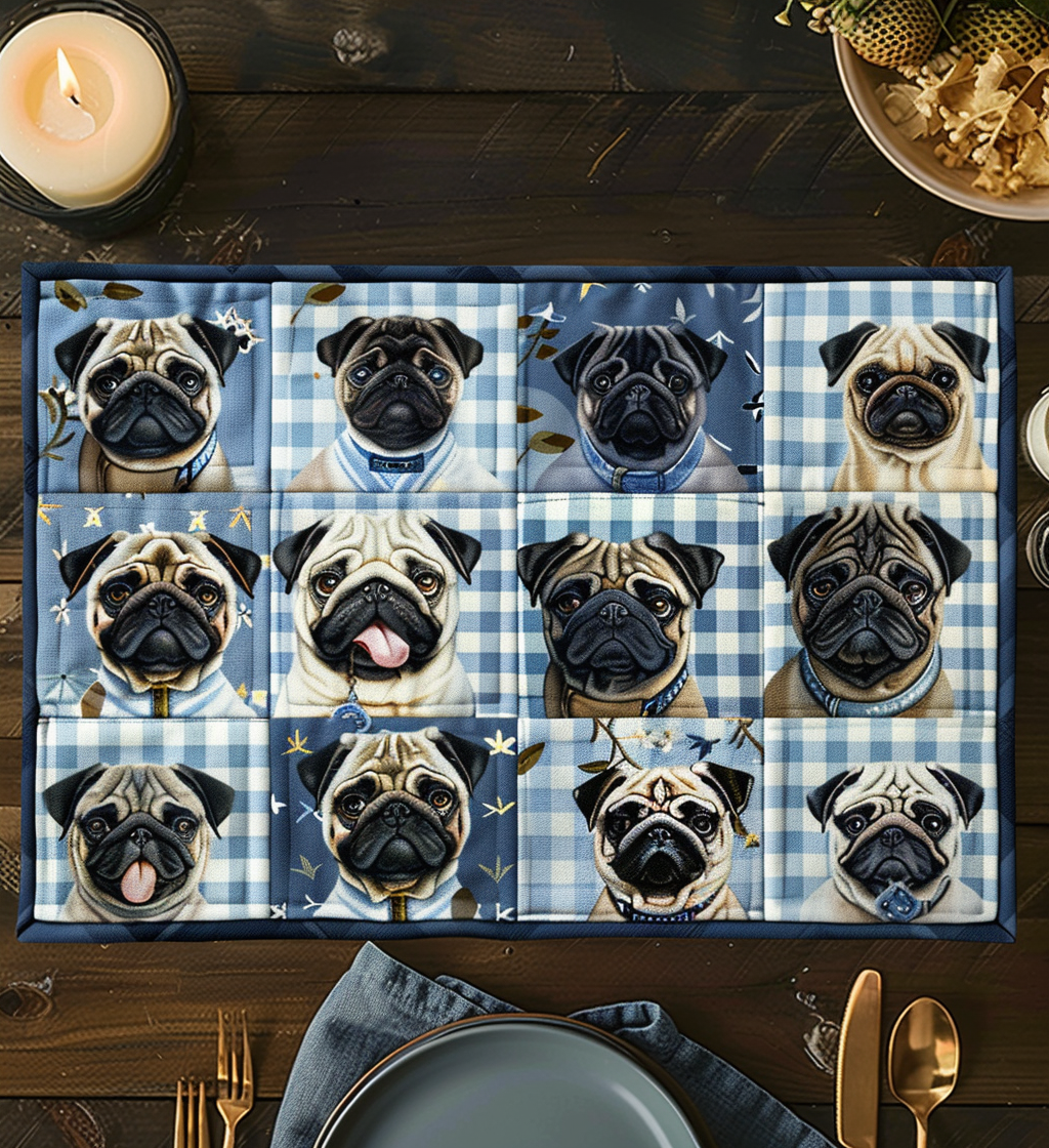 Blue Pugs Quilted Place Mat NCU0TH163