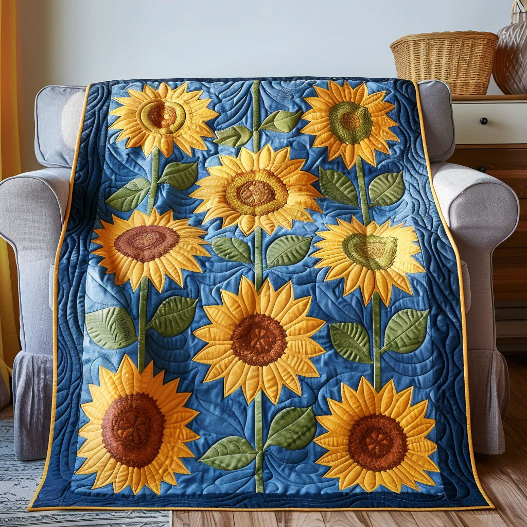 Blue Sky Sunflower Quilted Blanket NCU0TL360