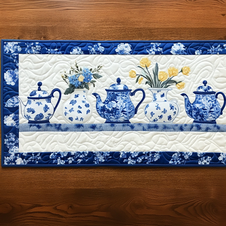 Blue Line Quilted Table Runner NCU0PT1510