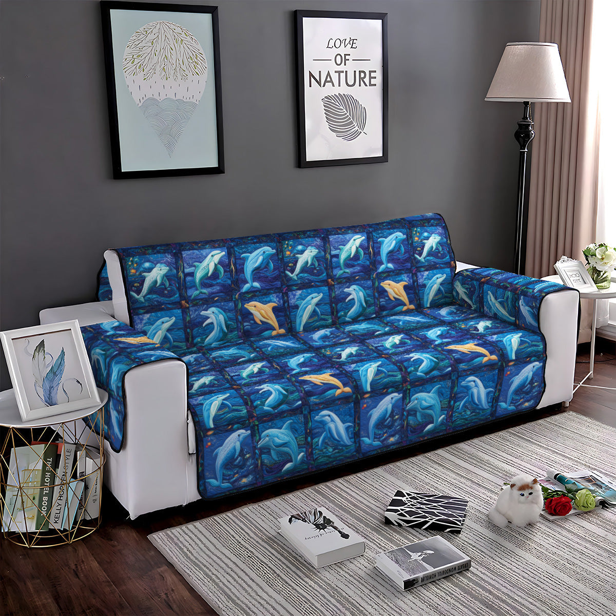 Blue Wave Journey Quilted Sofa Cover NCU0PT1377