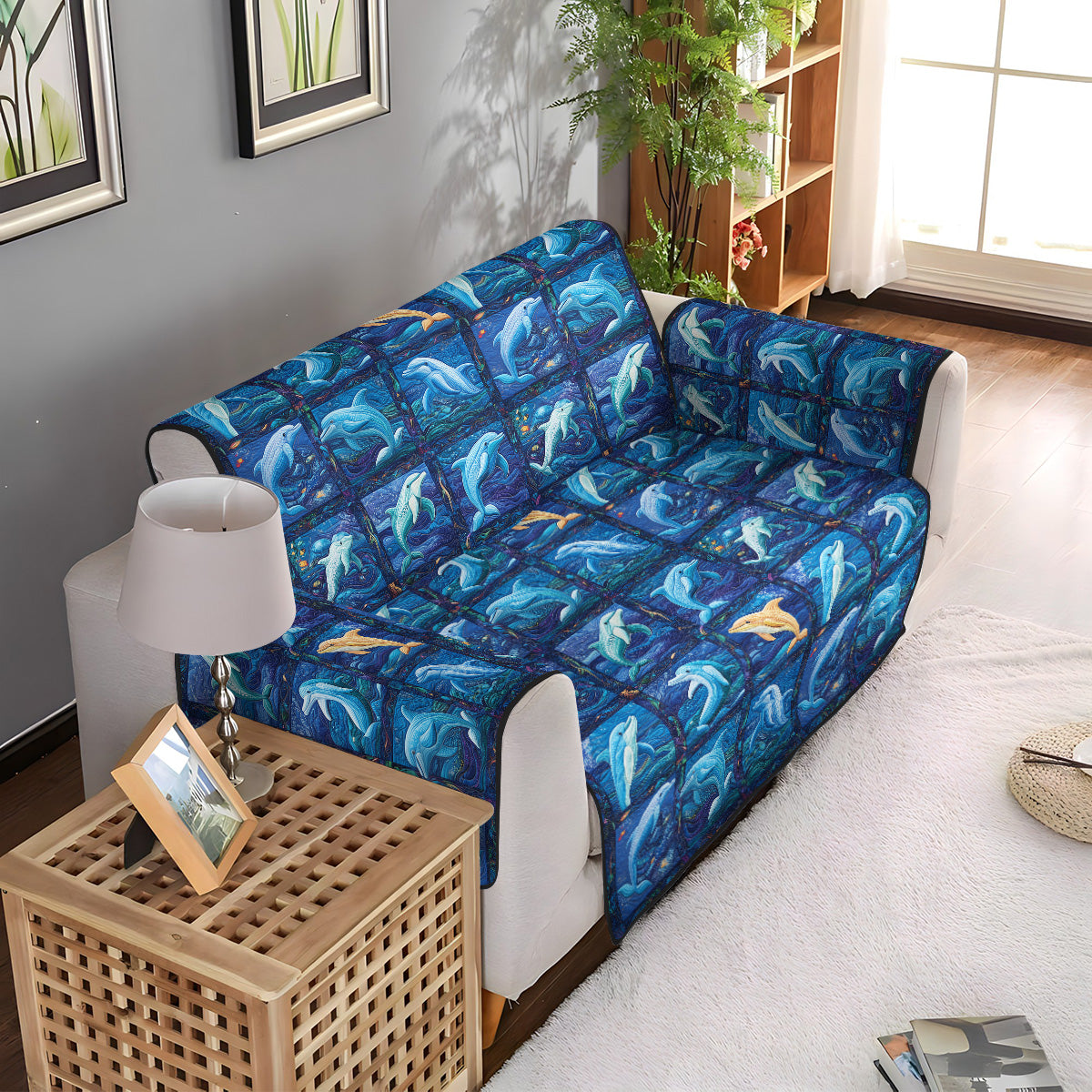 Blue Wave Journey Quilted Sofa Cover NCU0PT1377