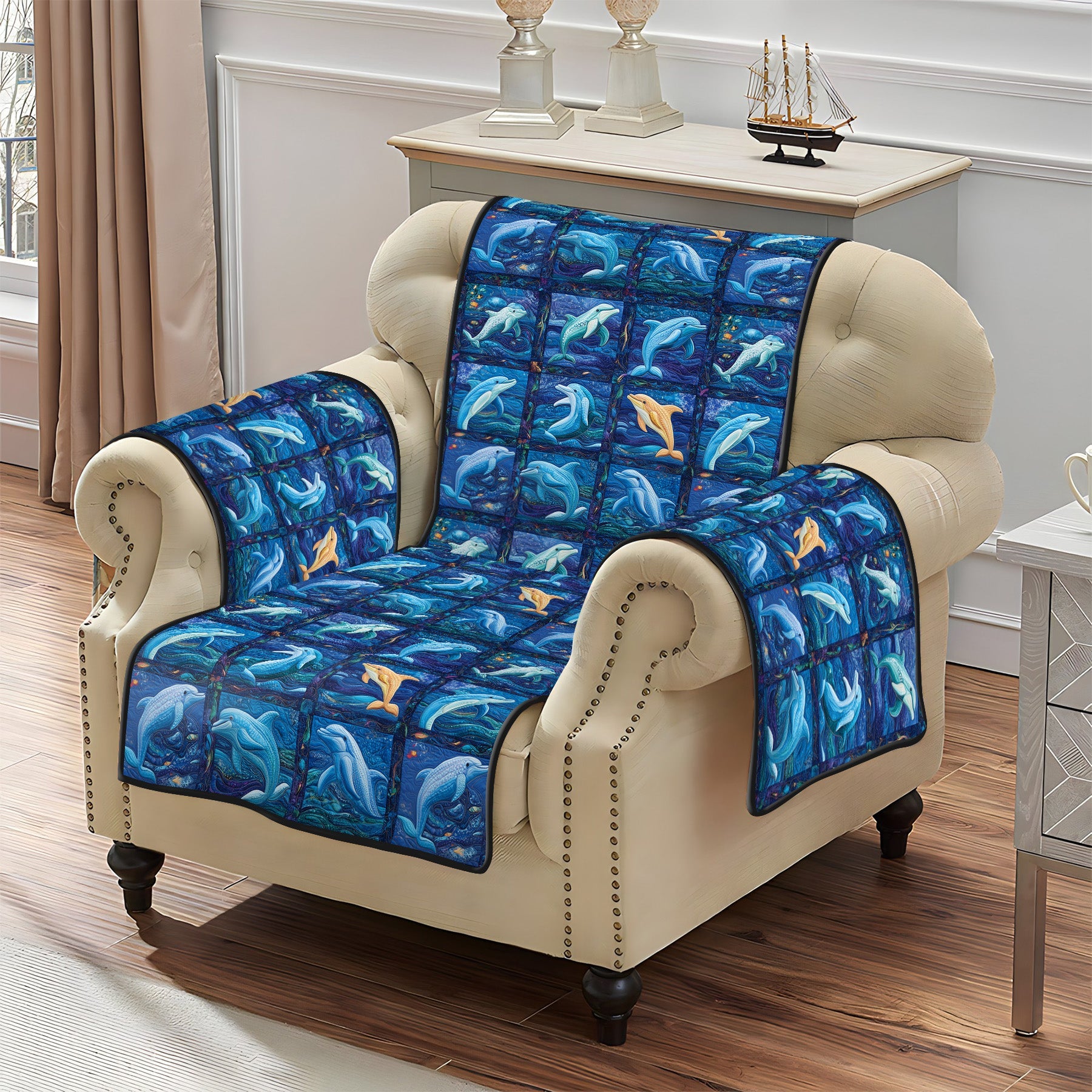 Blue Wave Journey Quilted Sofa Cover NCU0PT1377