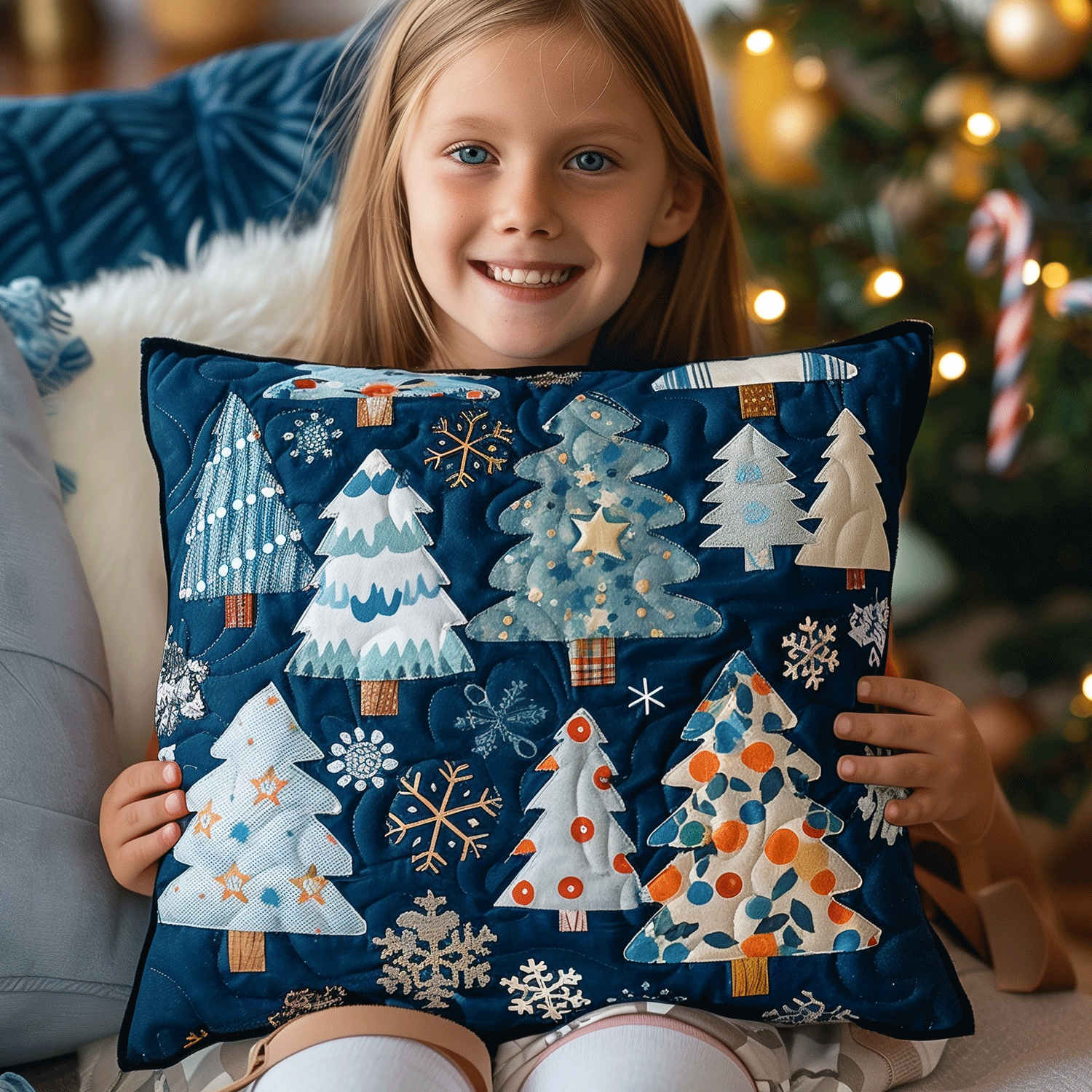 Blue Winter Magic Quilted Pillow Case NCU0TH1134