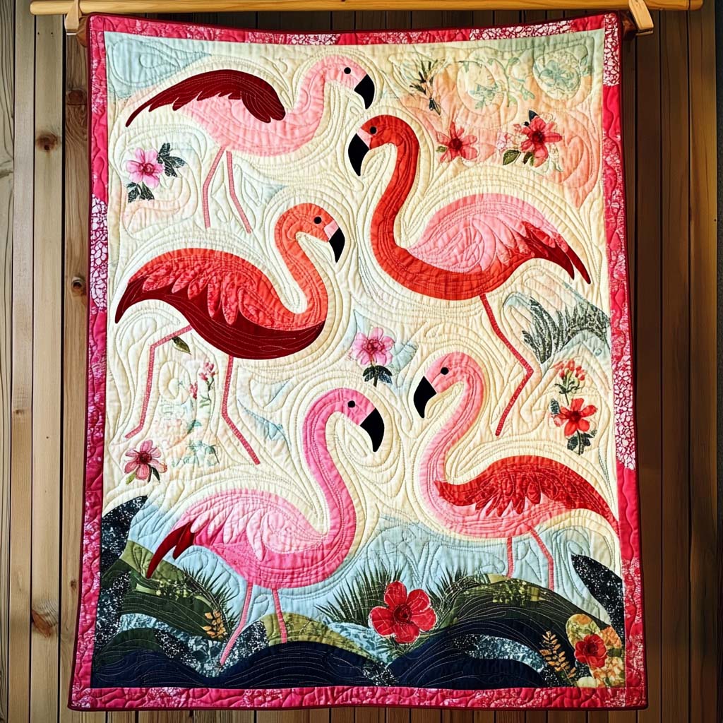 Blush Flamingo Quilted Blanket NCU0NT310