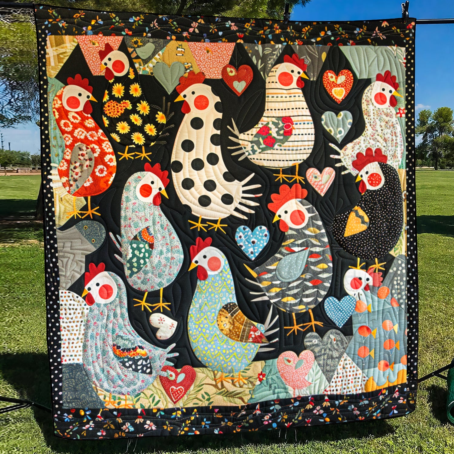 Blushing Hens Quilted Blanket NCU0TH865