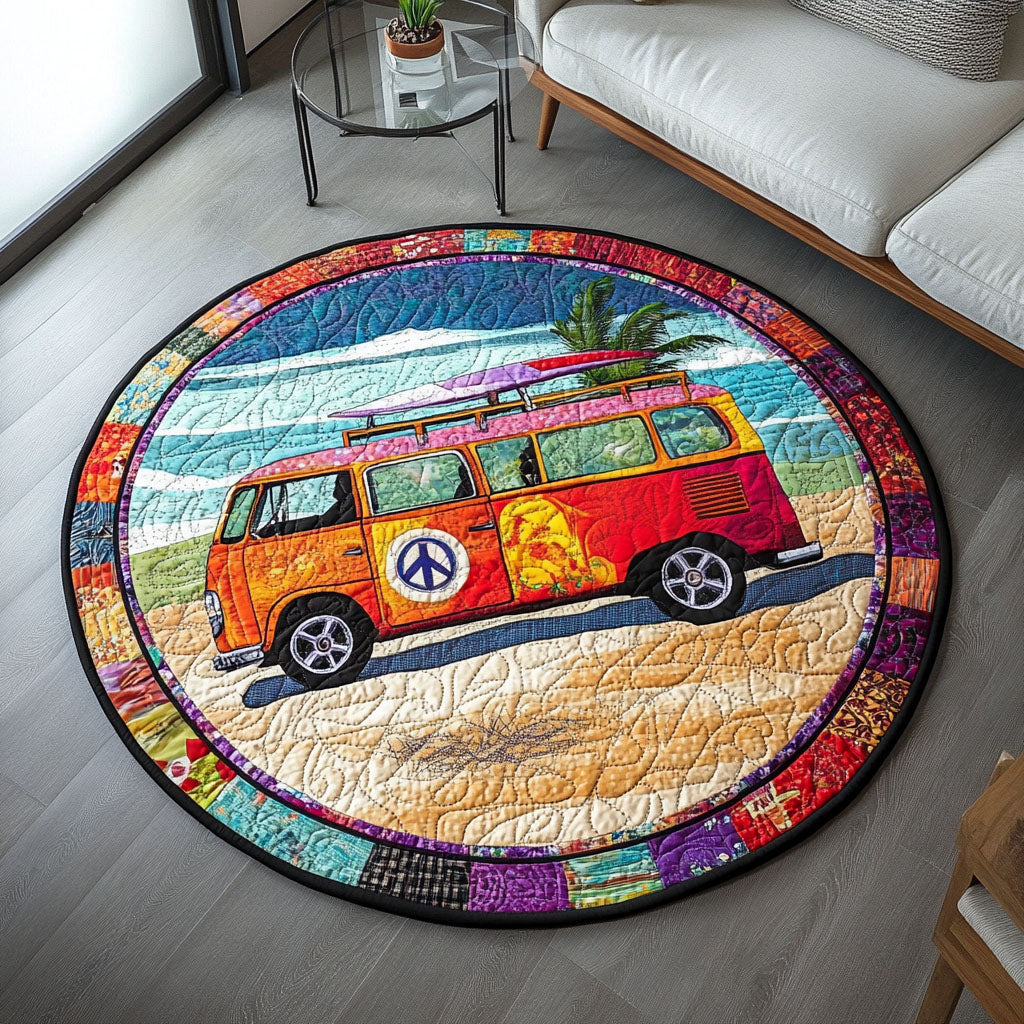 Boho Van Adventures Quilted Round Mat NCU0PT1153