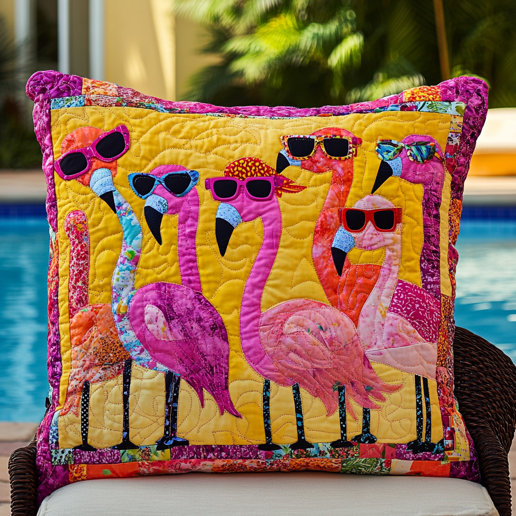 Bold Flamingo Vibrant Quilted Pillow Case NCU0PD522