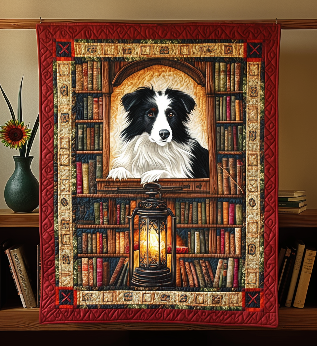 Book Collie Quilted Blanket NCU0DV1057