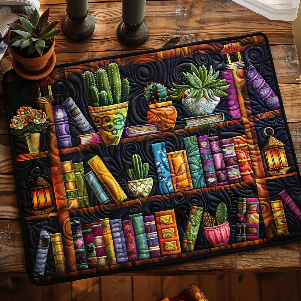 Books and Blooms Quilted Place Mat NCU0TH548