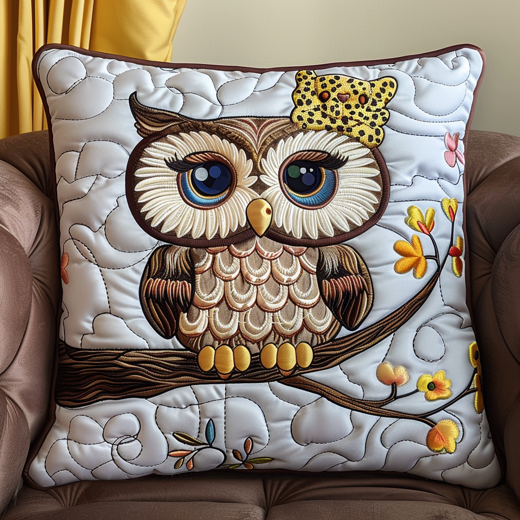 Bowtie Owl Quilted Pillow Case NCU0NT046